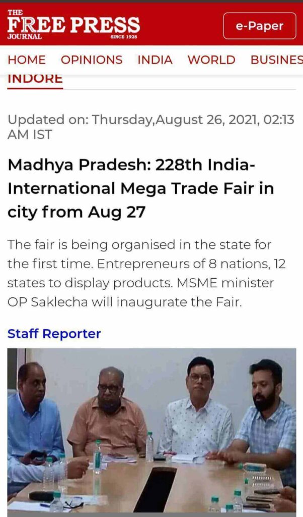 India International Mega Trade Fair Indore Free Press